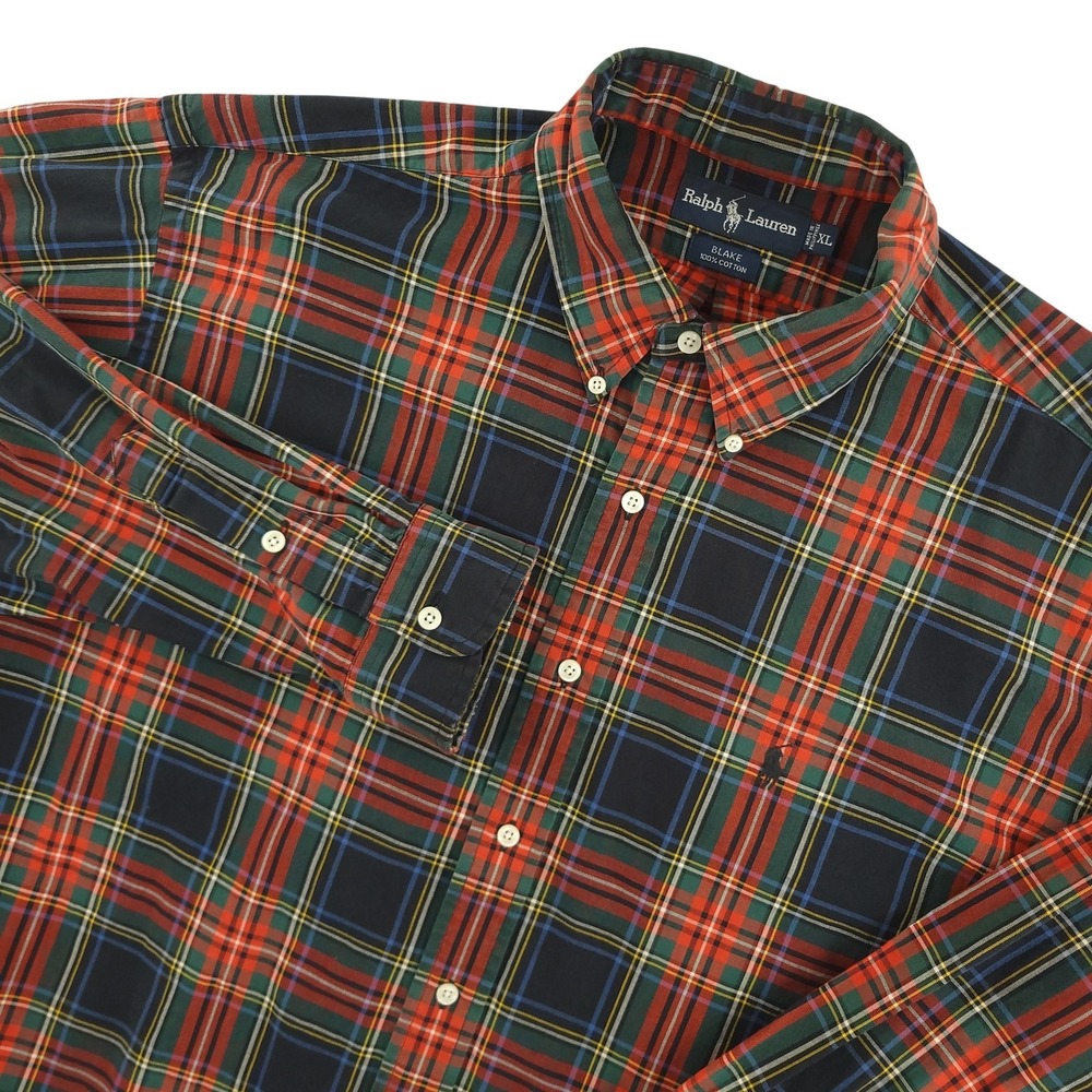 Ralph Lauren Shirt Mens XL Red Plaid Long Sleeve Button Down‎ Cotton Casual